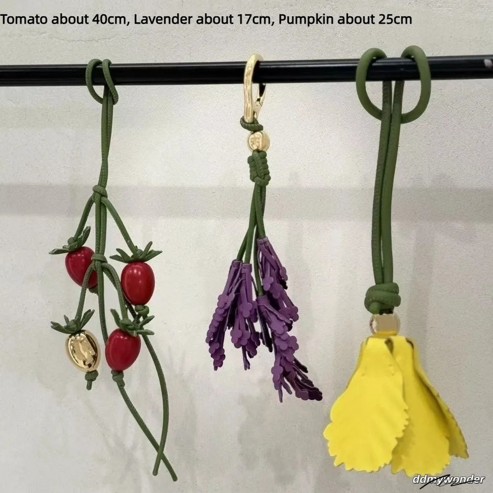 Lavender Leather Charm Tomato Pumpkin Pendant Decoration Couple All-Match Flower Keychain Bag Accessories 250714 ddmywonder ddmywonder ddmywonder