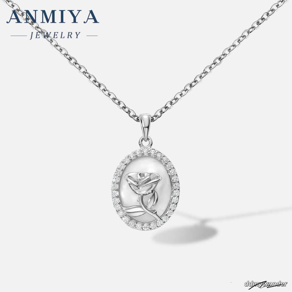 Vintage Rose Round Shape Zircon Sterling Sier Link Chain Fashionable Flower Pattern Necklace For Girls ddmywonder ddmywonder ddmywonder ddmywonder