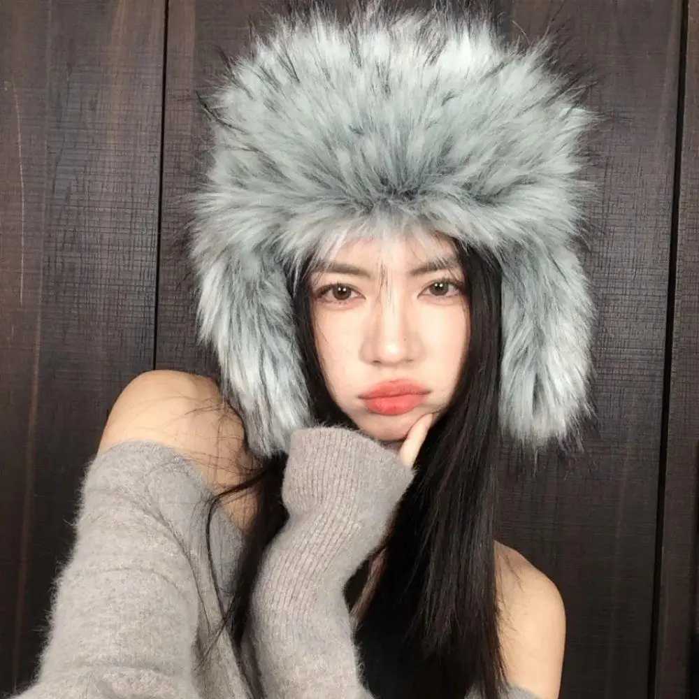 Fluffy Fur Russian Female Earfl C Faux Fur Winter Warm Hats For Women Men Y2K Ushanka Hat Russian Hat Beanies Bomber GorroXJ250910