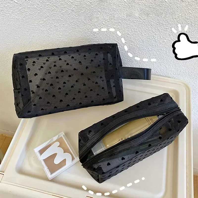 1PCS Women Mesh Makeup Bags Pouch Travel Organizer Handbags Zipper Cosmetic Pouch Bathing Toilet Bags Storage Pouch CaseXJ250910