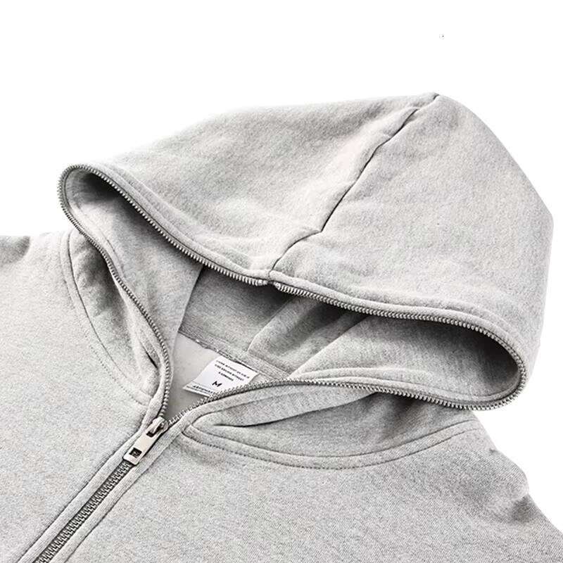Cotton Blank Drop Shoulder Wool Oversized Full Face Zipper Hoodie for Men