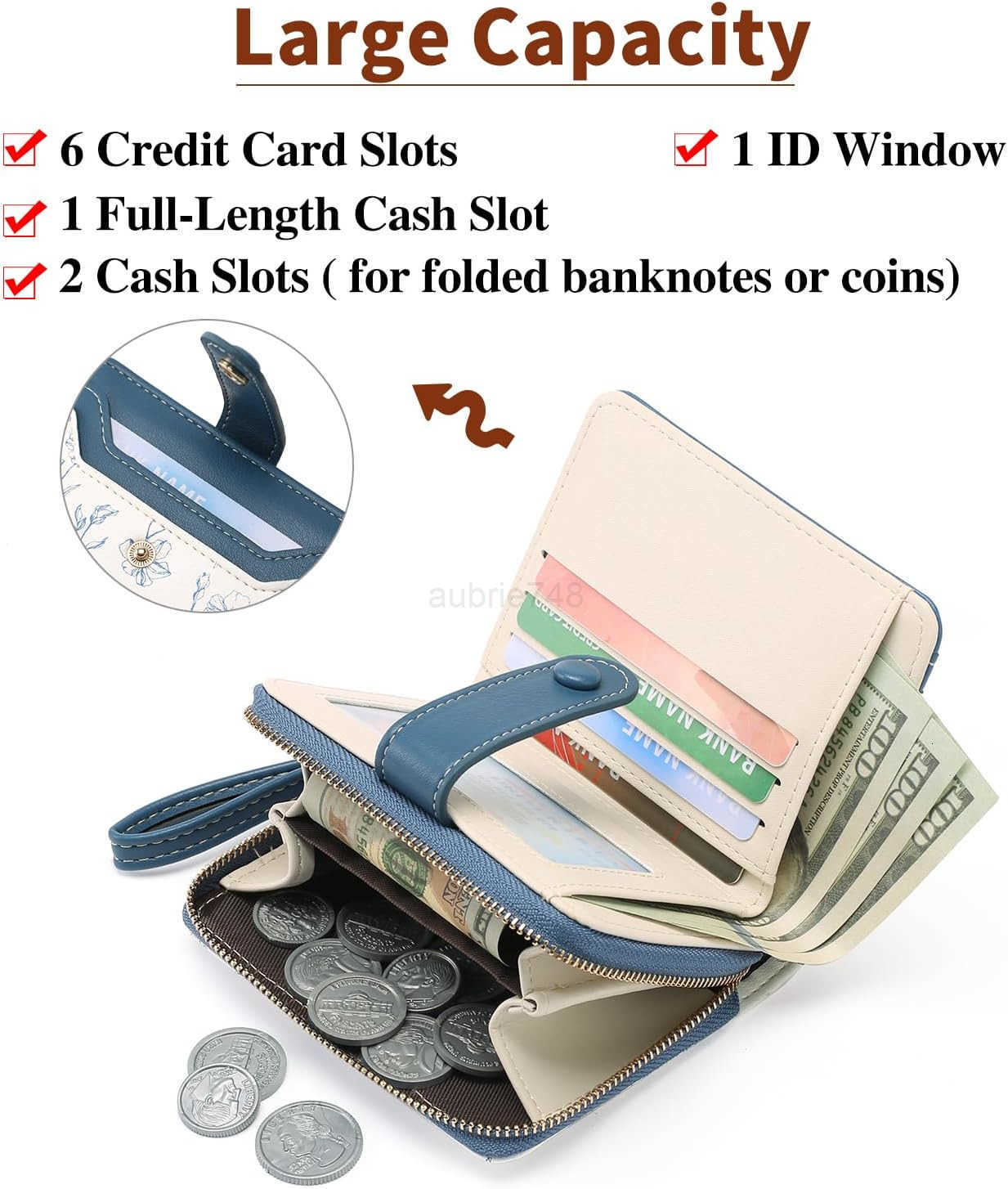 Small Wallet for Women Leather RFID Blocking Bifold Zipper Pocket CARD Holder Purse Wallets with ID WindowZ250910