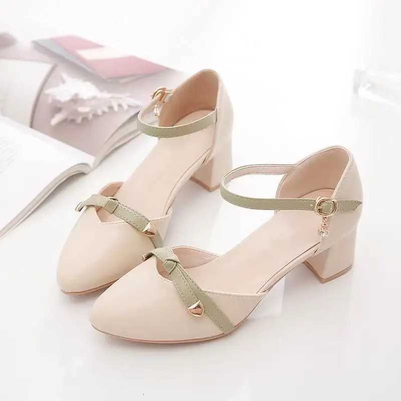 2024 New Mid Heel Versatile Thick Heel High Heel Shoes Baotou Single Shoes for Women W250910