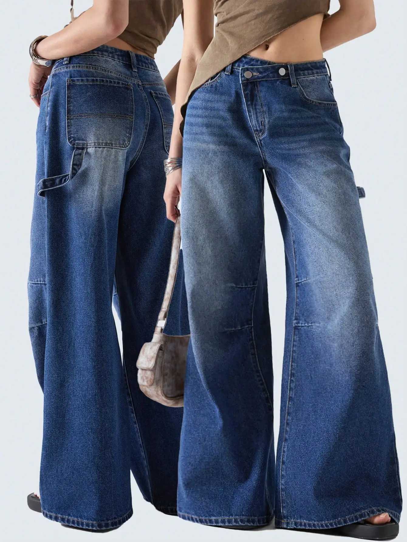 American retro wide leg jeans for women spring new style versatile and easy to wear Z250910