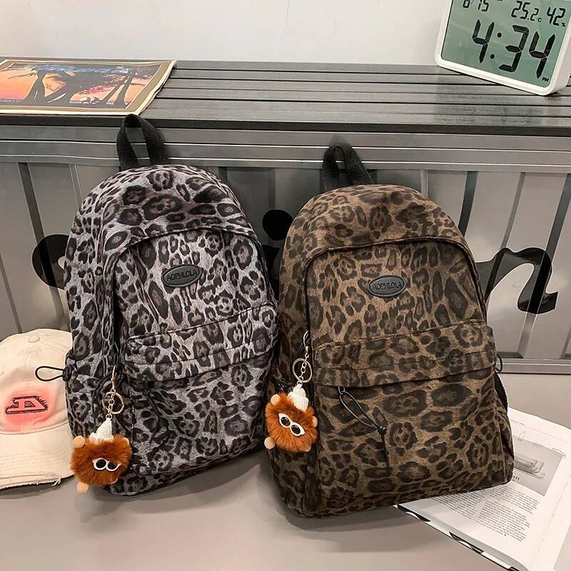 Travelling Bag Leopard Printing Woman Backpack School Book Bags for Teenage Girls Female College Students Lady Leisure BagPack high-quality