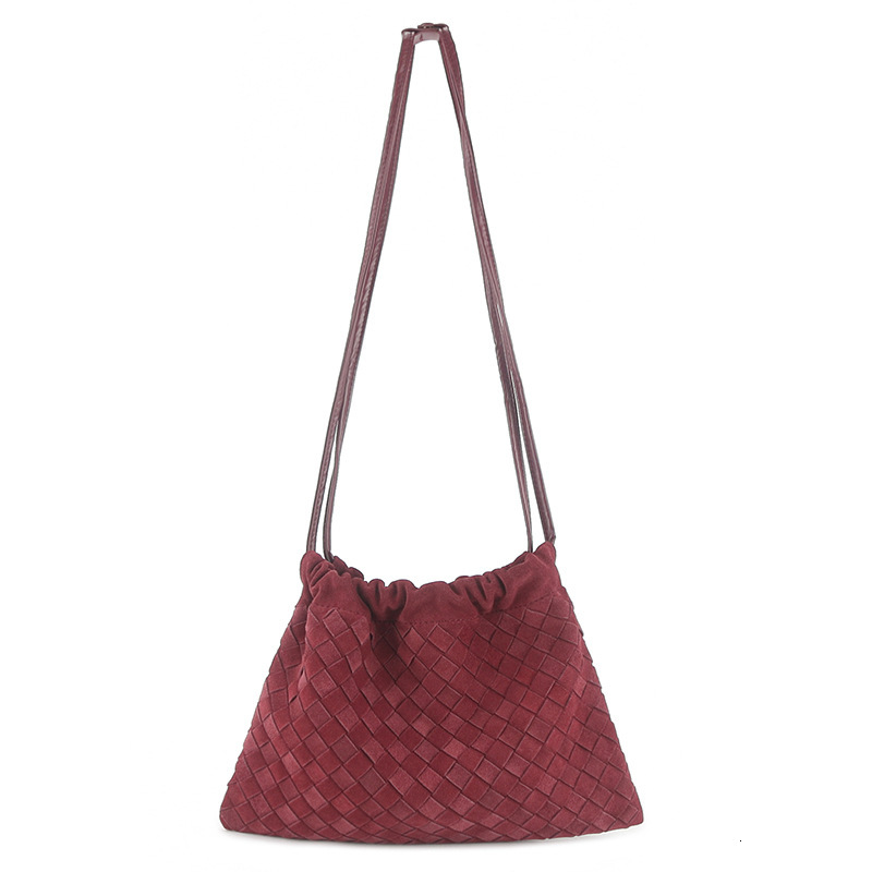 New suede woven handbag 2025 designer fashionable drawstring bag multifunctional large capacity shoulder bag