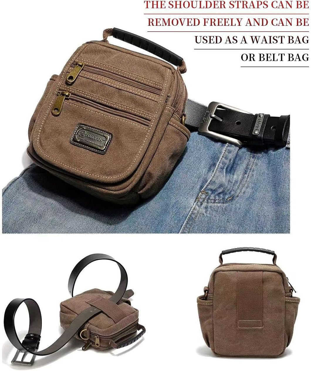 Man Small Canvas Crossbody Phone Purse Bag Mini Messenger Bag Waist Belt Side Bag Z250910