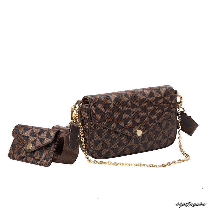 Lacel Urwebin New Bags Niche Design Women's Printed Plaid Chain Square Spring Summer Versatile Two-Piece Set Small Single Shoulder Crossbody Bag 