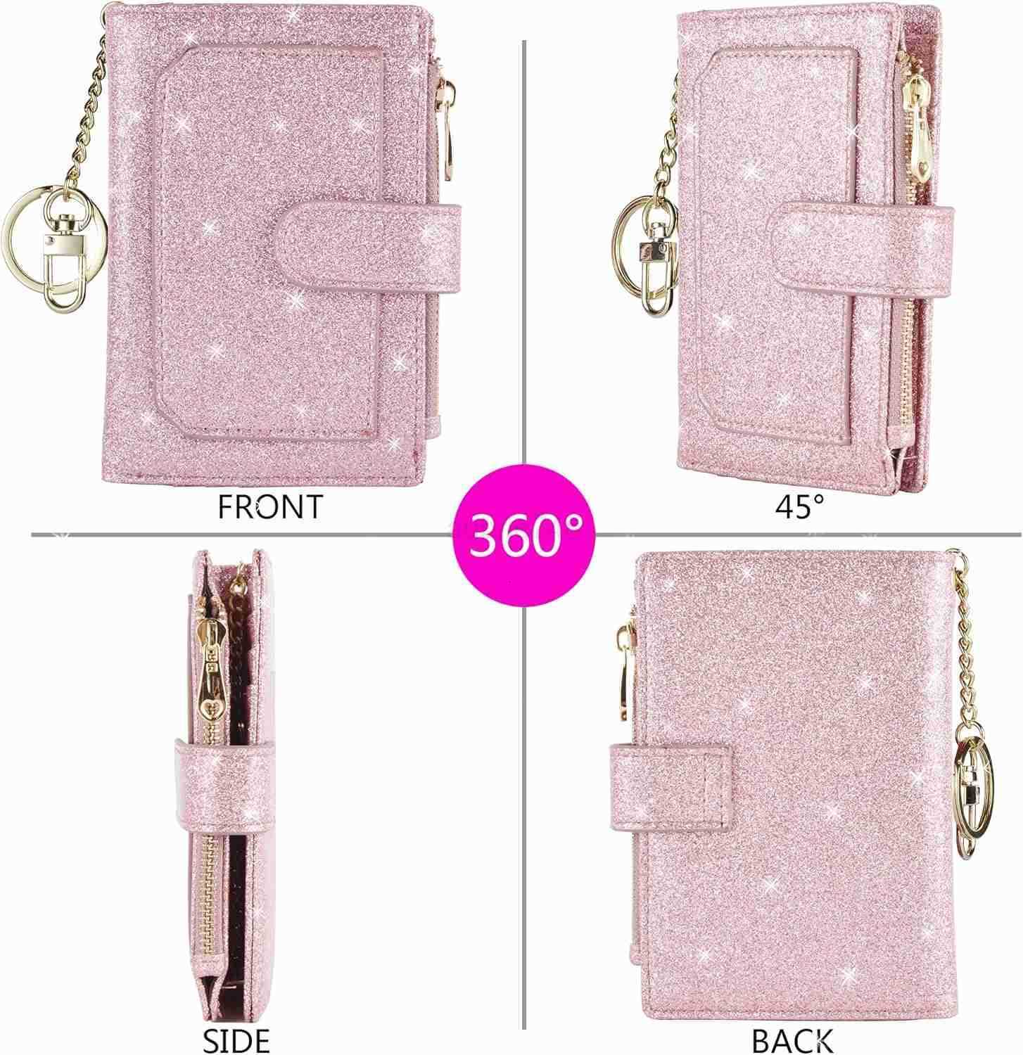 Womens Wallets RFID Small Compact Bifold Leather Card Holder Zip PocketZ250910