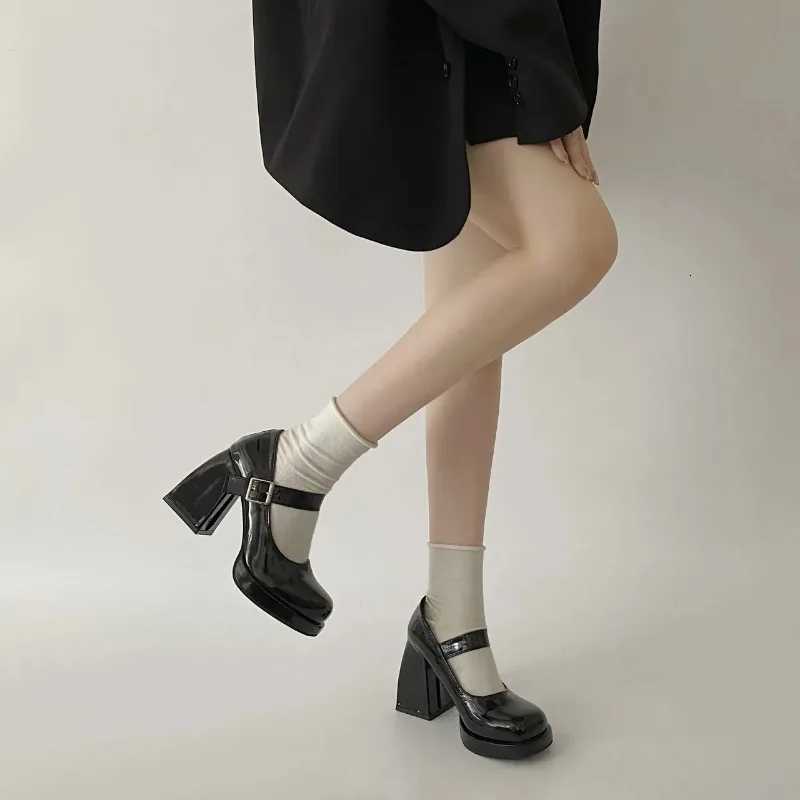 2024 Mary Jane Shoes Women Fashion Chunky Platform Pumps Woman Elegant Retro office high heels Thick Heeled Party Shoes 42 W250910