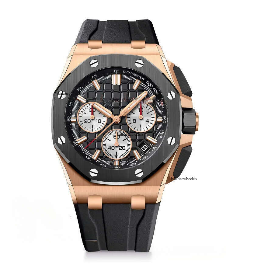 audemares Watch pidgetly Offshore Swiss Movement 43mm Chronograph Watches Man Rubber Band Luminous Water Resistant Designer Wristwatch Montre 44