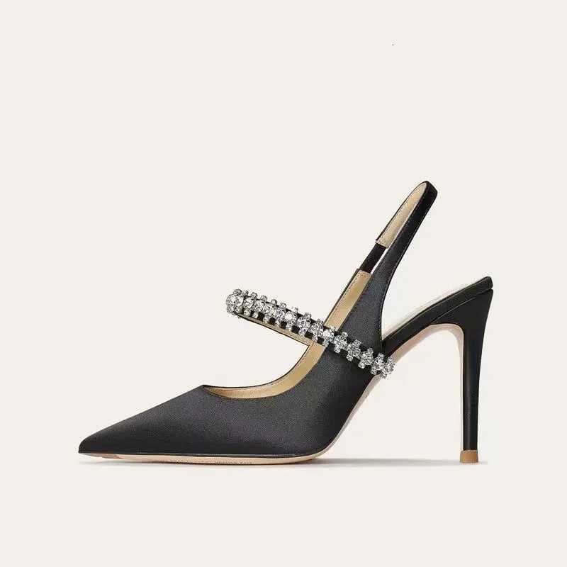 Brand Luxury Crystal High Heels Womens Sandals Pointed Toe Elegant Heeled Shoes Woman Sexy Summer Pumps Sandals Zapatos Mujer W250910