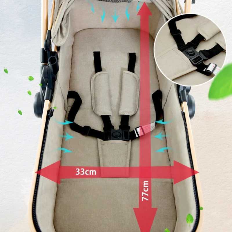 High Landscape Twoway Push Stroller Sitdown Lightweight Foldable Stroller with Four Wheels for Shock Absorption W250910