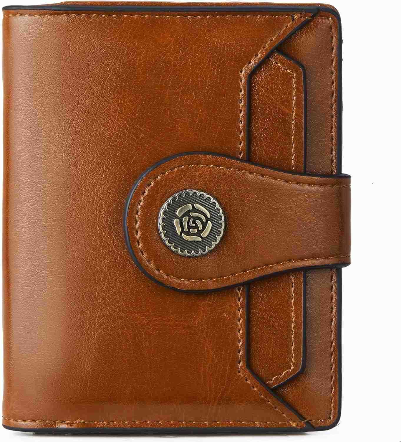 Leather Wallets for Women RFID Blocking Zipper Pocket Small Bifold Wallet Card CaseZ250910