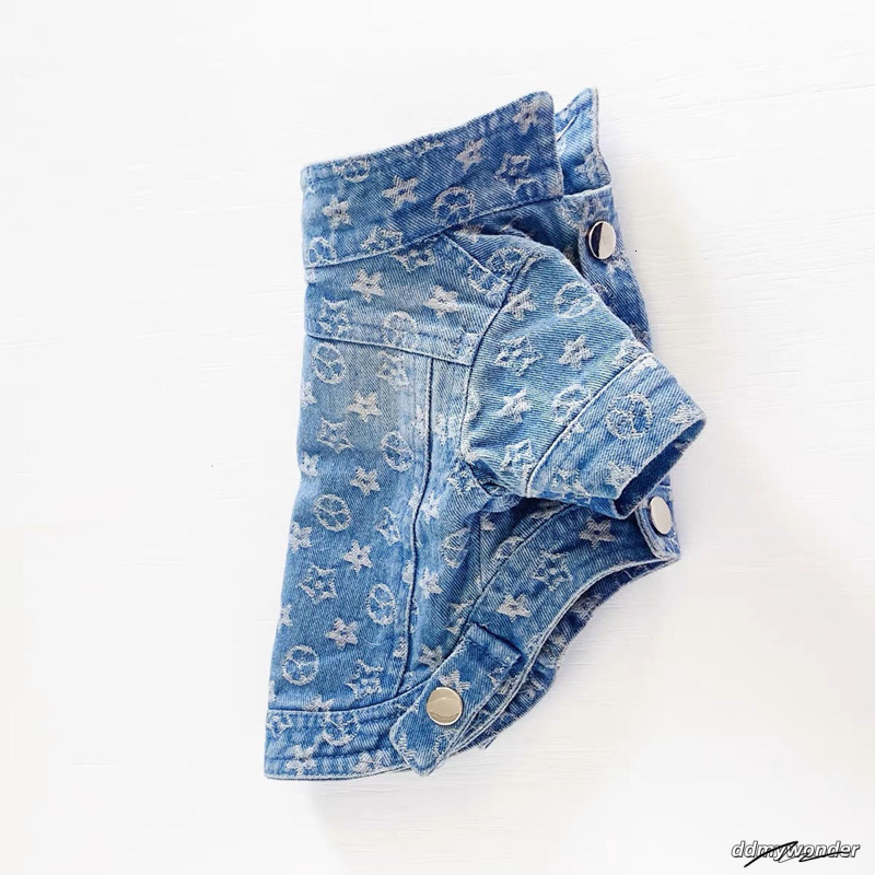Fashionable Denim Dog Lapel Jacket, Water Washed Emed Pattern Suitable For Small Medium-Sized Dogs To Wear All Year Round, Hine Washable XL A604