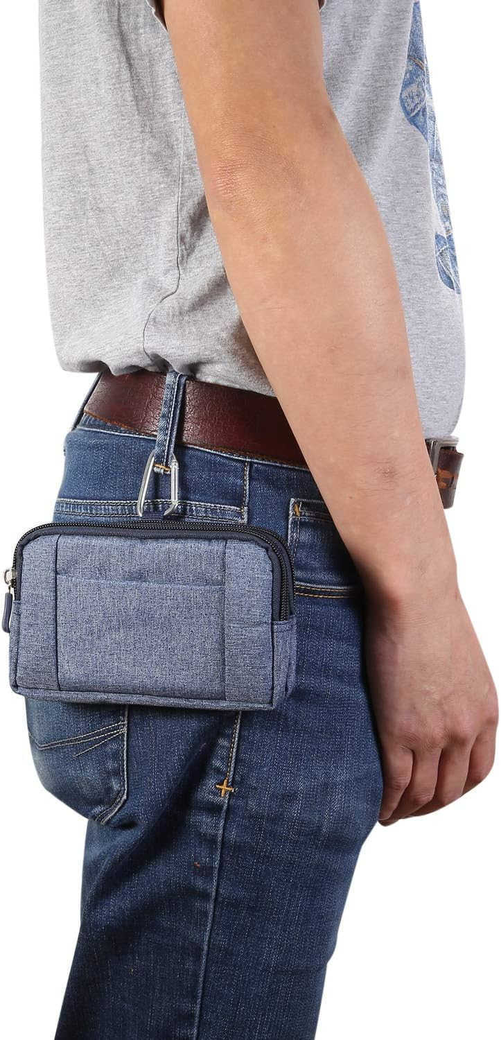 Cell Phone Waist Bag Men Black Waterproof Cell Phone Holder 52Multifunction Smartphone Belt Clip Holster Nylon Small Outdoor Sport Case Slot Travel Wa