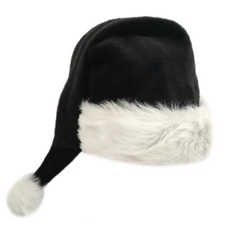 75cm Adult Black Plush Long Christmas Hat Xmas Costume SantaXJ250910