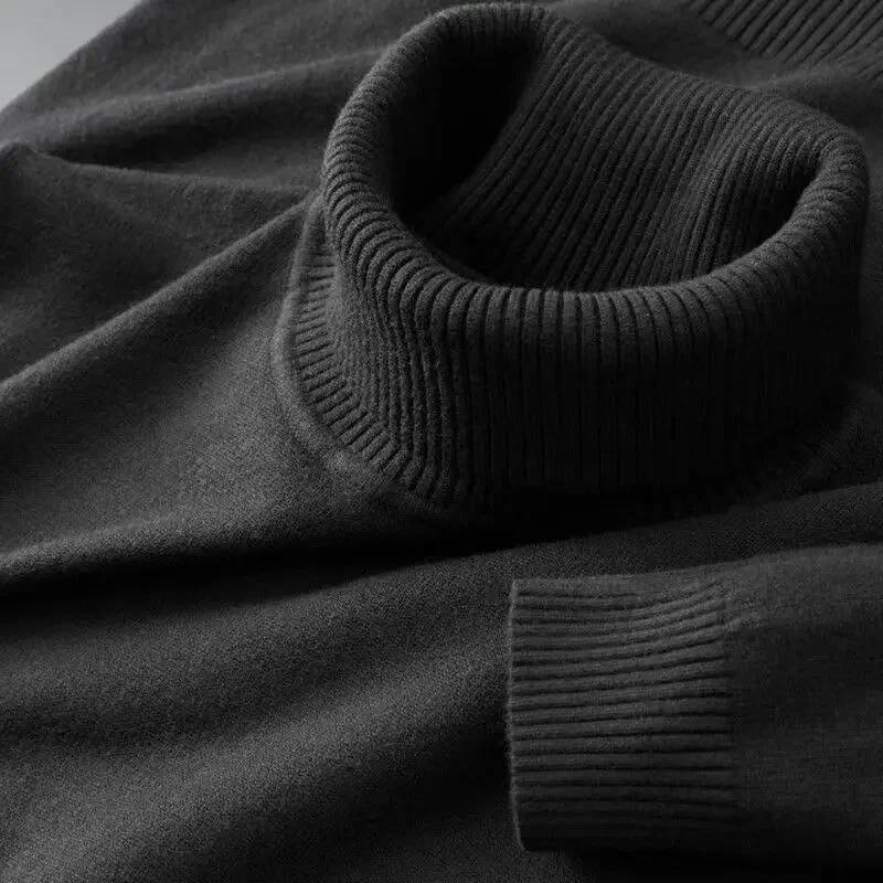 New Mens Knitted Sweaters Solid Color Turtleneck Breathable Pullovers Warm Outdoor Basic Streetwear autumn Business Tops dongdumaoyi
