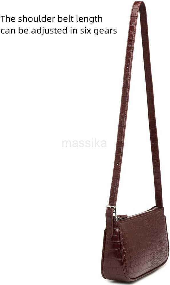 Small Purse for Women Adjustable Shoulder Bags Crocodile Pattern Clutch Purse with Zipper Closure Retro M250910