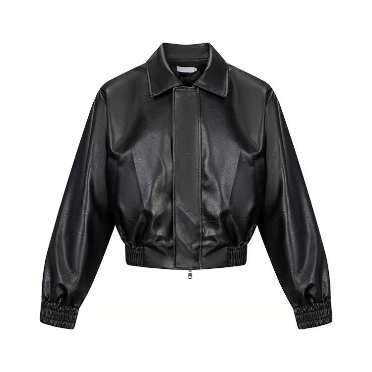 pilot jacket Cleanfit Trendy Short Padded Shoulder Jacket for Men, New Loose Retro Leather Coat for Spring and Autumn 41