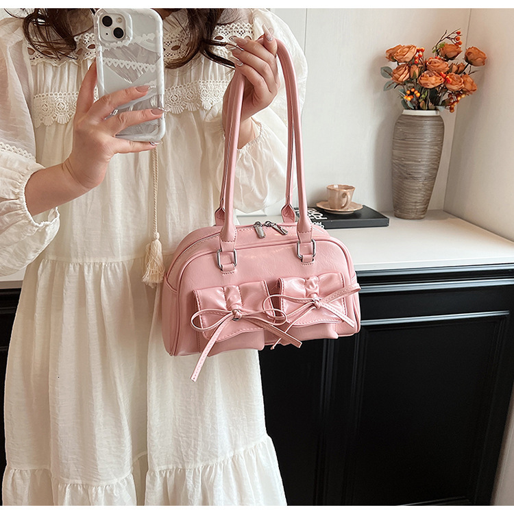 Summer New Women S Luxury Bag Bag Designer Bag Korean Style Bowknot Underarm Free Shipping Bag Niche Ballet Style Large Capacity Bowling Ball Shoulder