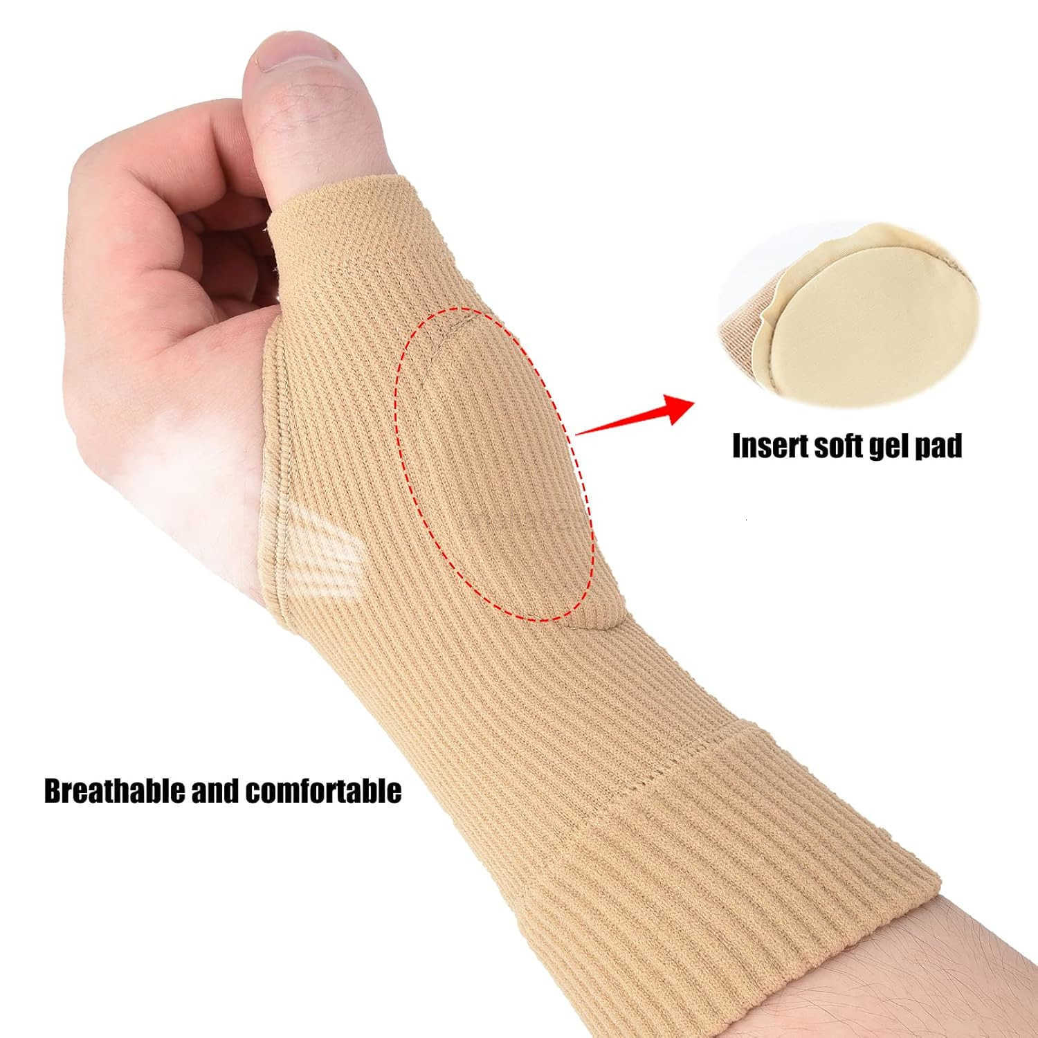 Wrist Support BracesBreathable Thumb Compression Sleeves with Soft Gel Pads for Arthritis Tendonitis Comfortable Finger Splint for Relieve Hand Thumb 