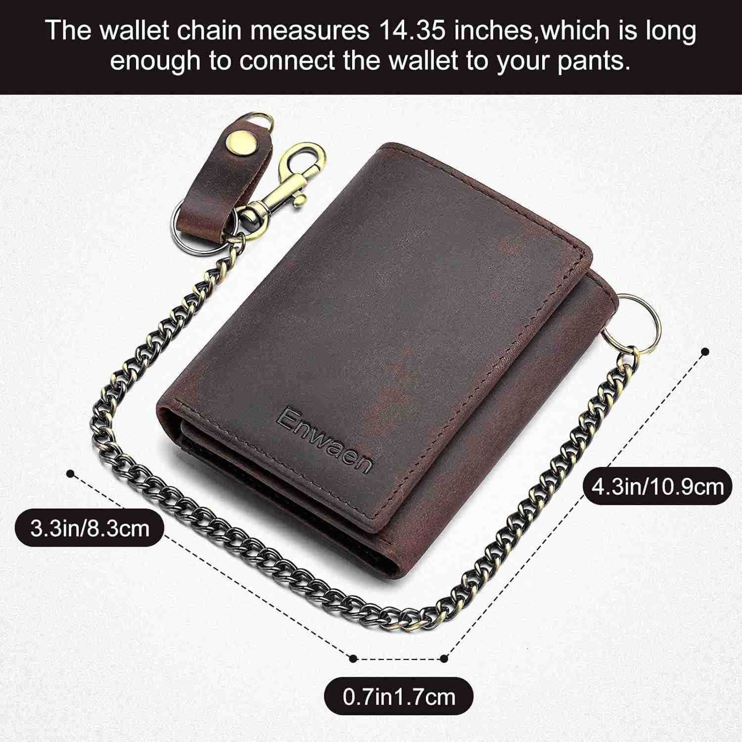Chain Wallets for Men Genuine Leather Wallet RFID Blocking AntiTheft Chain for Biker MotorcycleZ250910