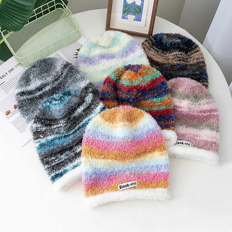 Hot Sa Loose Dandy Hat Lazy Sty Gradient Beanie Hat Fashion Winter Hats For Wen Streetwear Mticolour Warm Hats For Girl G250910