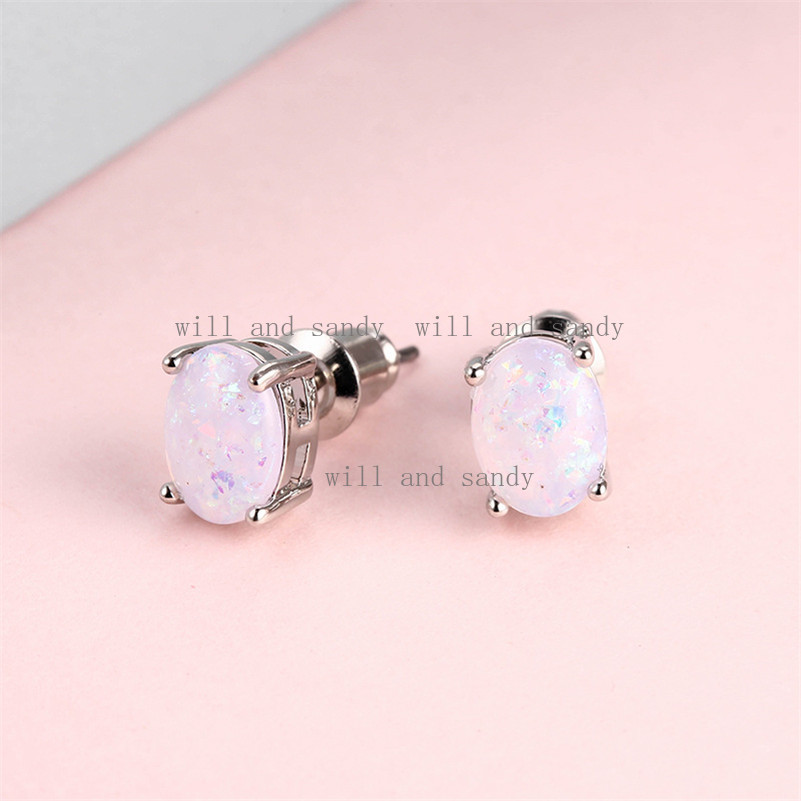 Sterling Silver Opal Stud Earrings for Women Wedding Earrings Square Cubic Zirconia Earrings Jewelry Mother Birthday Christmas Gift for Girls