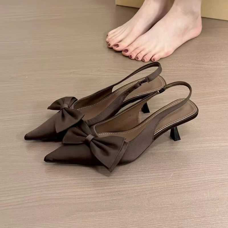 2025 Summer High Heel Women Sandals Fashion Butterflyknot Singbacks Pumps Ladies Party Dress Female Shoes W250910