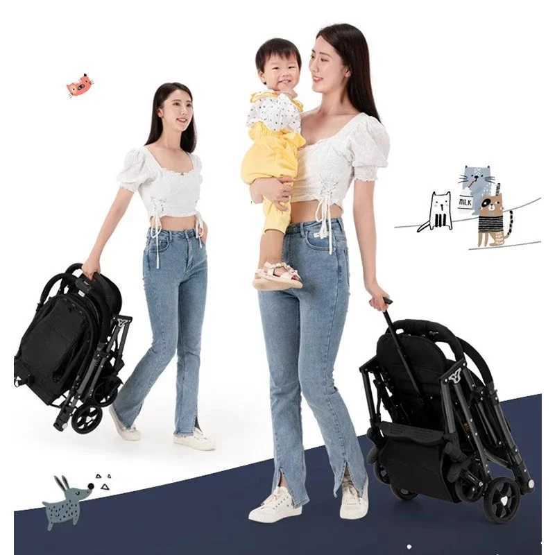 OneTouch Folding to Board the Baby Stroller Lightweight FourWheel Shock Sitting and Lying Down OneWay Push Newborn Stroller W250910