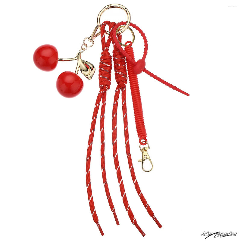 Keychains In Pink Cherry Bag Charm Braided Rope Woman Fashionable For Bags Pendant Accessories Gift ddmywonder ddmywonder