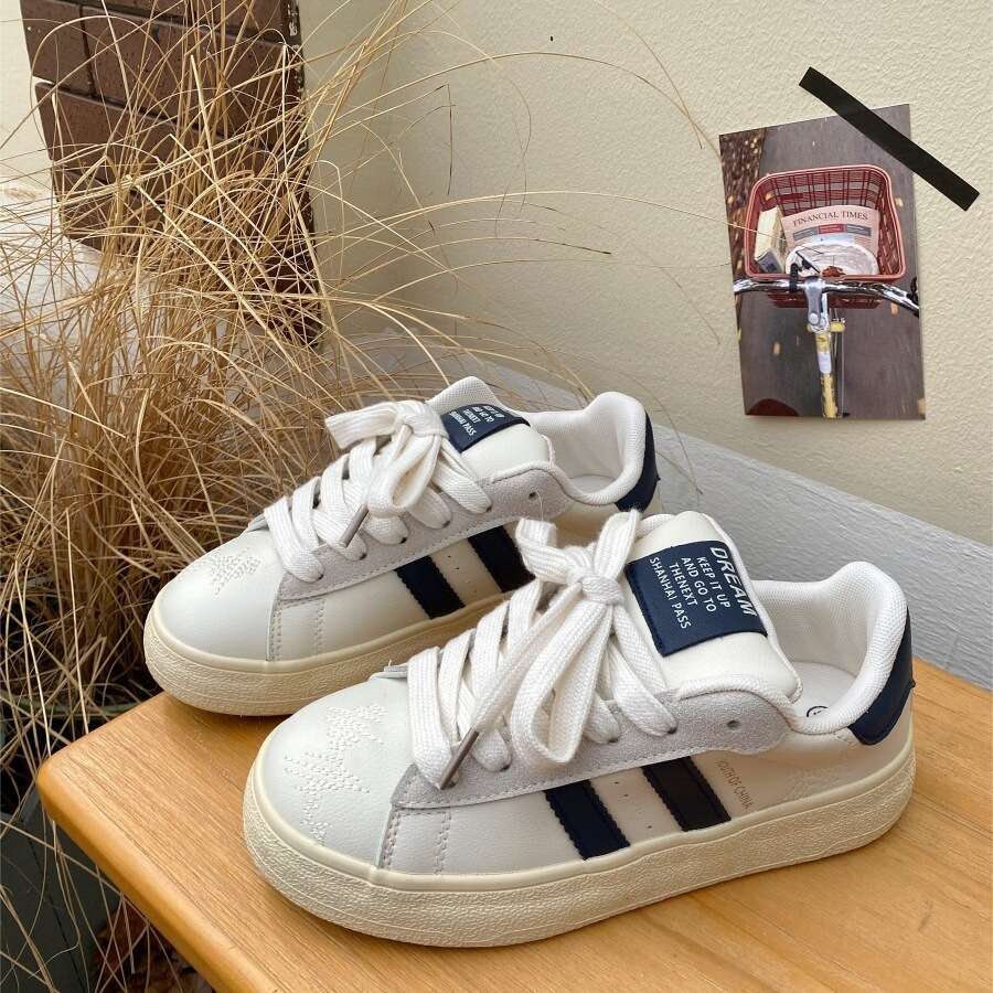 Women's Sneakers 2025 Spring New Niche Versatile Thick-Soled White Casual Sports Training Shoes