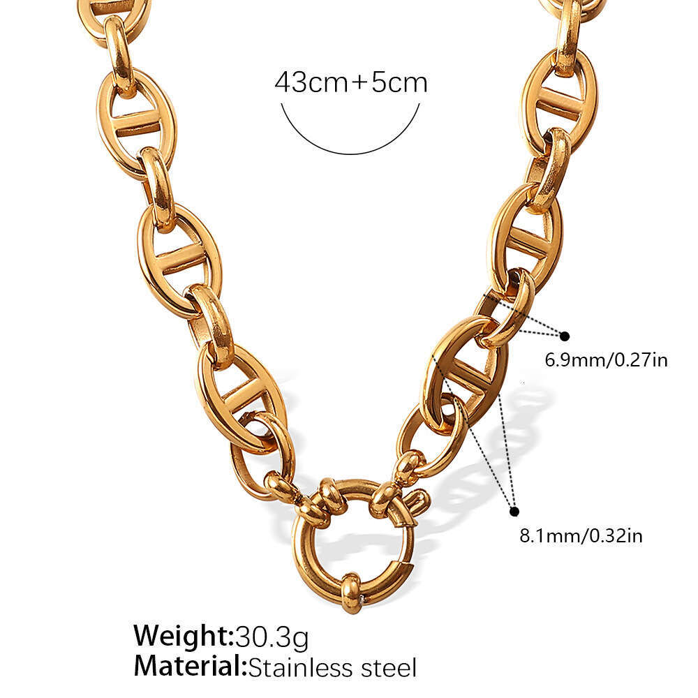 New Stainless Steel Japanese Style Pig Nose Buckle Bracelet Niche Design Sense Simple Personality Minimalist Necklace Jewelry