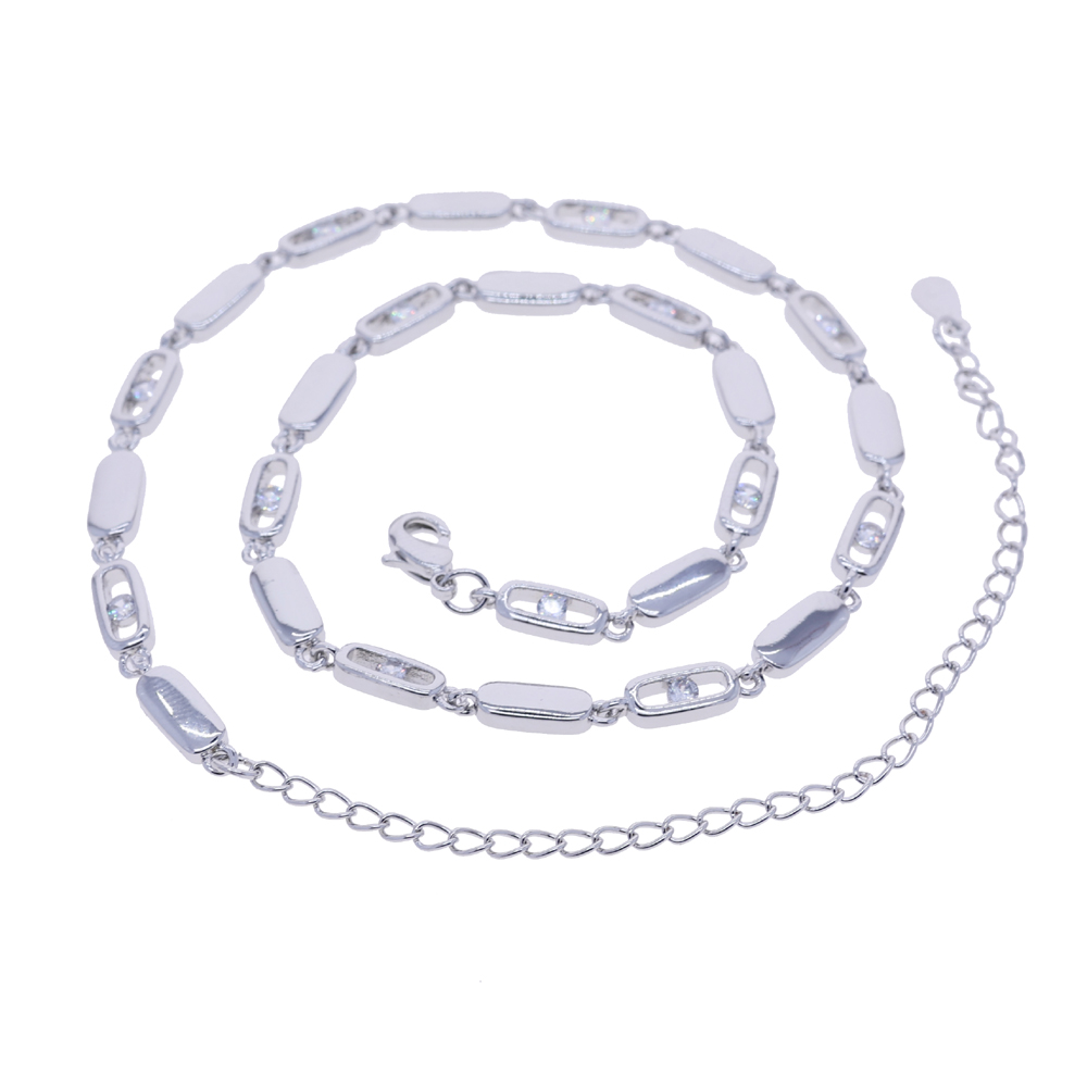 2025 New Women Fashion Jewelry Geometric CZ Rectangle Charm Link Hand Chain Bracelet Choker Y Lariat Necklace