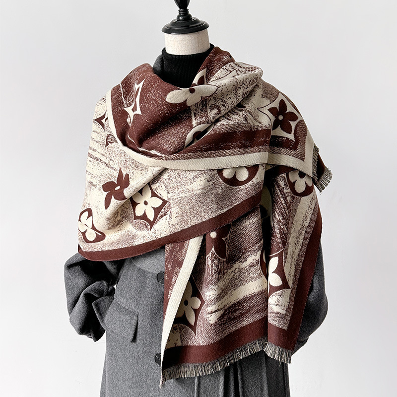 New Five-Pointed Star Imitation Cashmere Scarf for Women, Fashionable Paris Eiffel Tower, Autumn and Winter Warm Long Shawl, Thickened