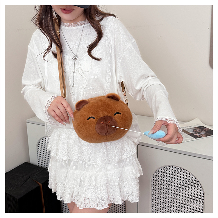 2025 Autumn New Cartoon Plush Bag with Japanese Versatile Style, Unique Design, Cute and Personalized Women's Shoulder Bag, Designer Bag