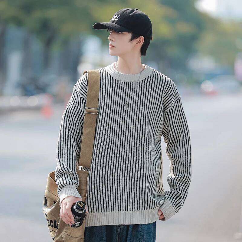 Designer Clothing 2025 Una Reta Autumn Winter New Men's Sweater Streetwear Vertical Stripe Knitted Pullover Casual Tops Long Sleeve Couple Sweate