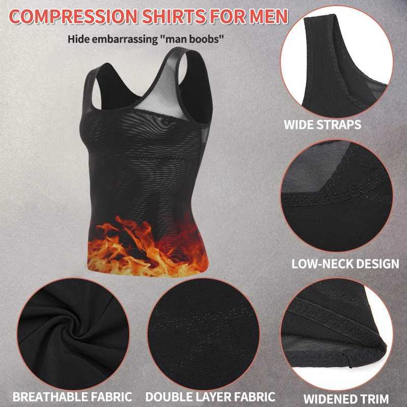 Men Shapewear Chest Compression Shirt to Hide Gynecomastia Moobs Slimming Body Shaper Vest Abdomen Chest Slim Shirt Men Corset W250910