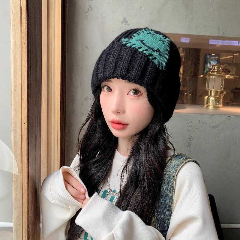 Japanese Thick Knitted Beanies Hat for Wen Autumn Winter Versati Show Face Small Outdoor Ear Protection Warm Hat Bucket Hat G250910