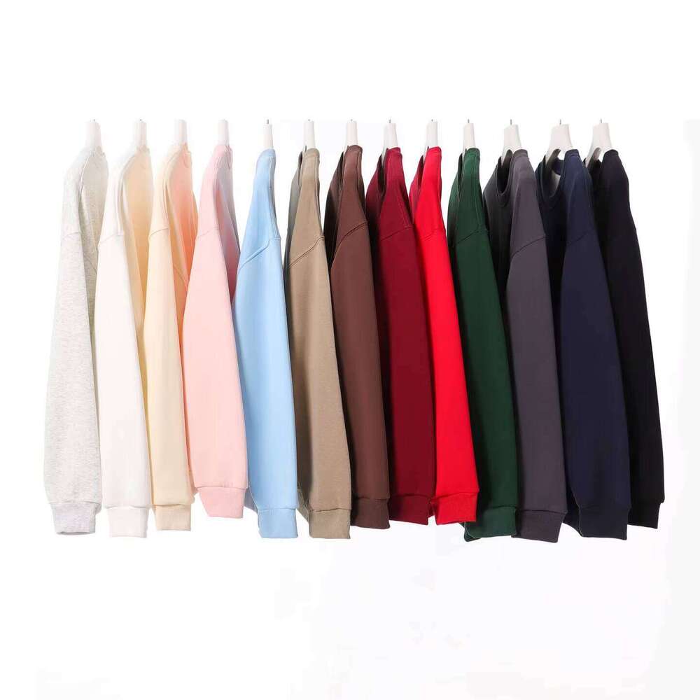 350g Thick Cotton Crew Neck Basic Loose Solid Color Men's Sweatshirt
