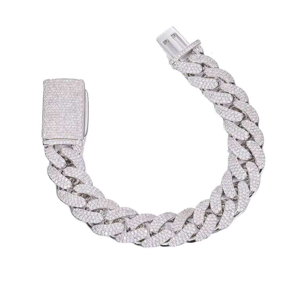 Sier 10MM Cuban Chain Bracelet Men's Hip Hop Jewelry GRA Certified Gift Product Moissanite Bracelets Bangles