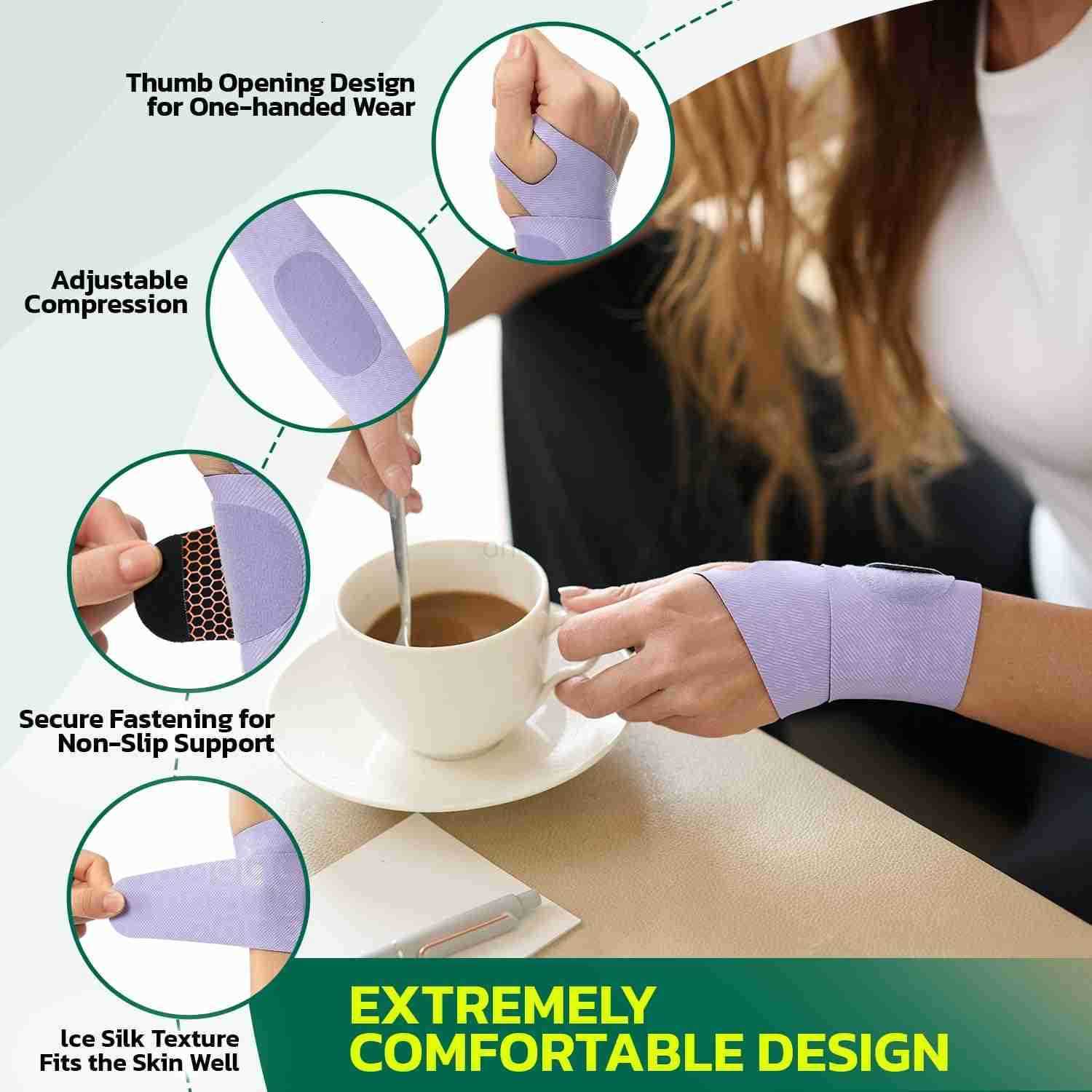 Wrist Brace for Pain Relief Carpal Tunnel Tendonitis Support Ergonomic Compression Breathable AntiSlip Design Fits Left Right Hand Ideal for SportsGam