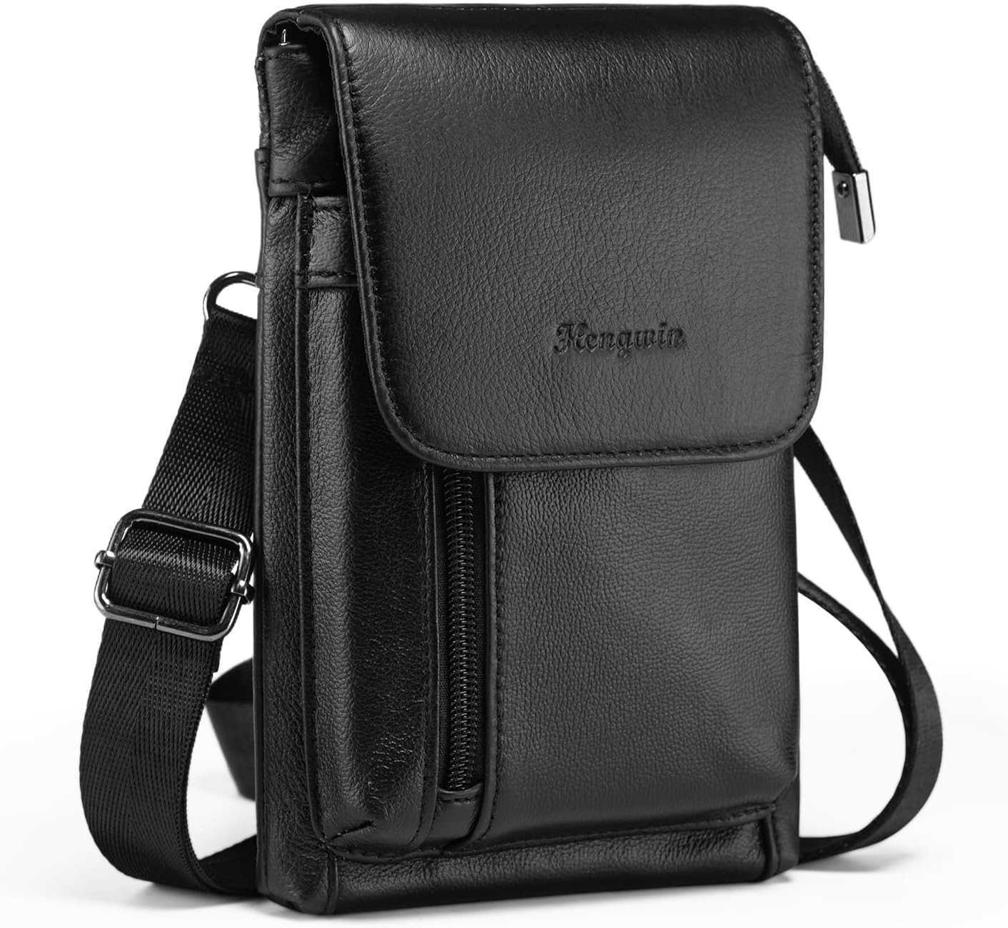 Genuine Leather Small Crossbody Bag for Men Women Cellphone Belt Pouch Bag Travel Passport Wallet Shoulder Holster Z250910