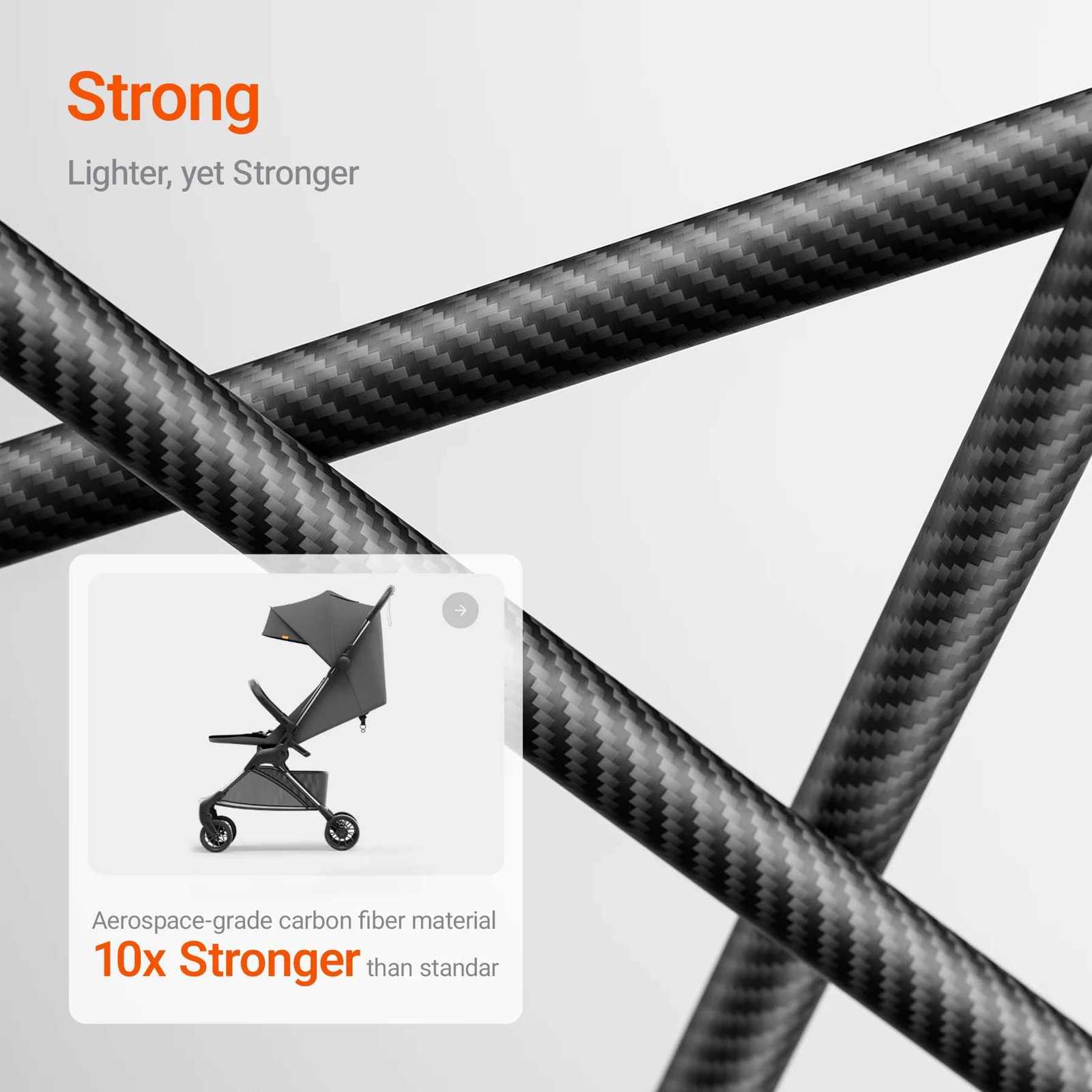 UltraLightweight Travel Stroller 99lbs Carbon Fiber Frame UPF50 Canopy 5Point Safe BeltMAMAZING Ultra Air X Black W250910