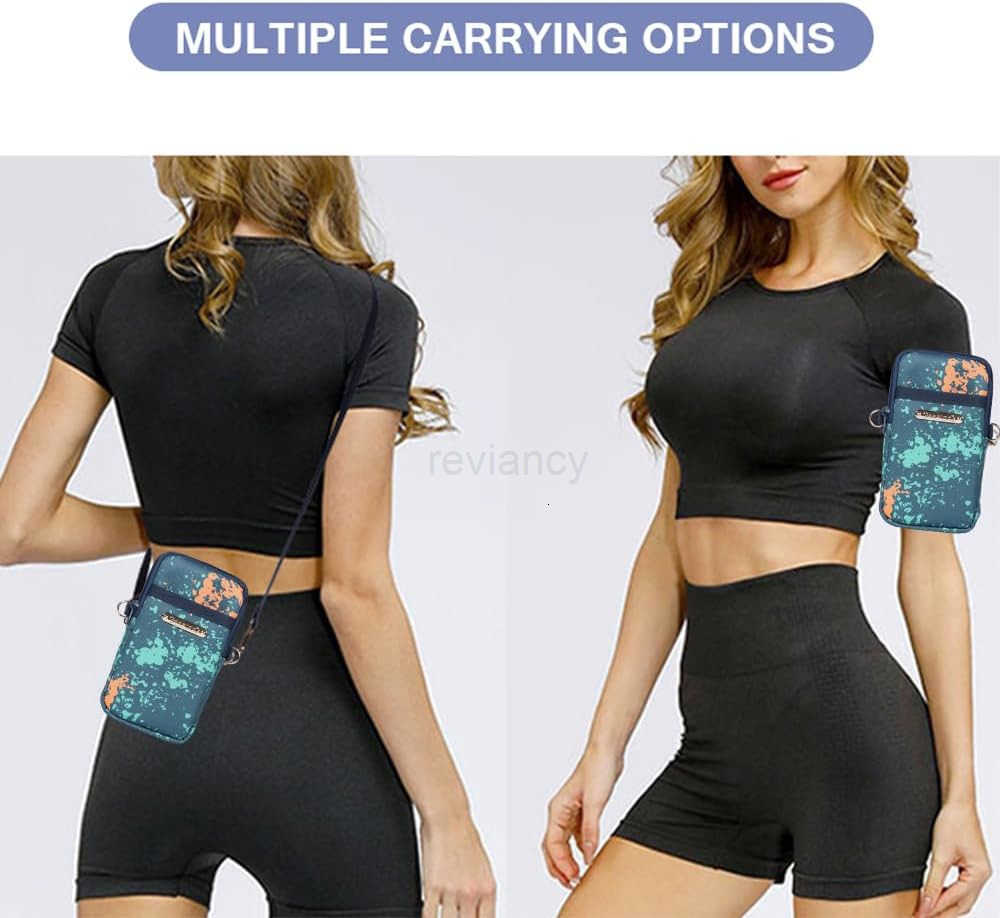 Cell Phone Purse Small Crossbody Shoulder Holsters Bags with Arm Bands Phone Key Pouch Holder for Running Walking Hiking Biking Blue PaintW250910