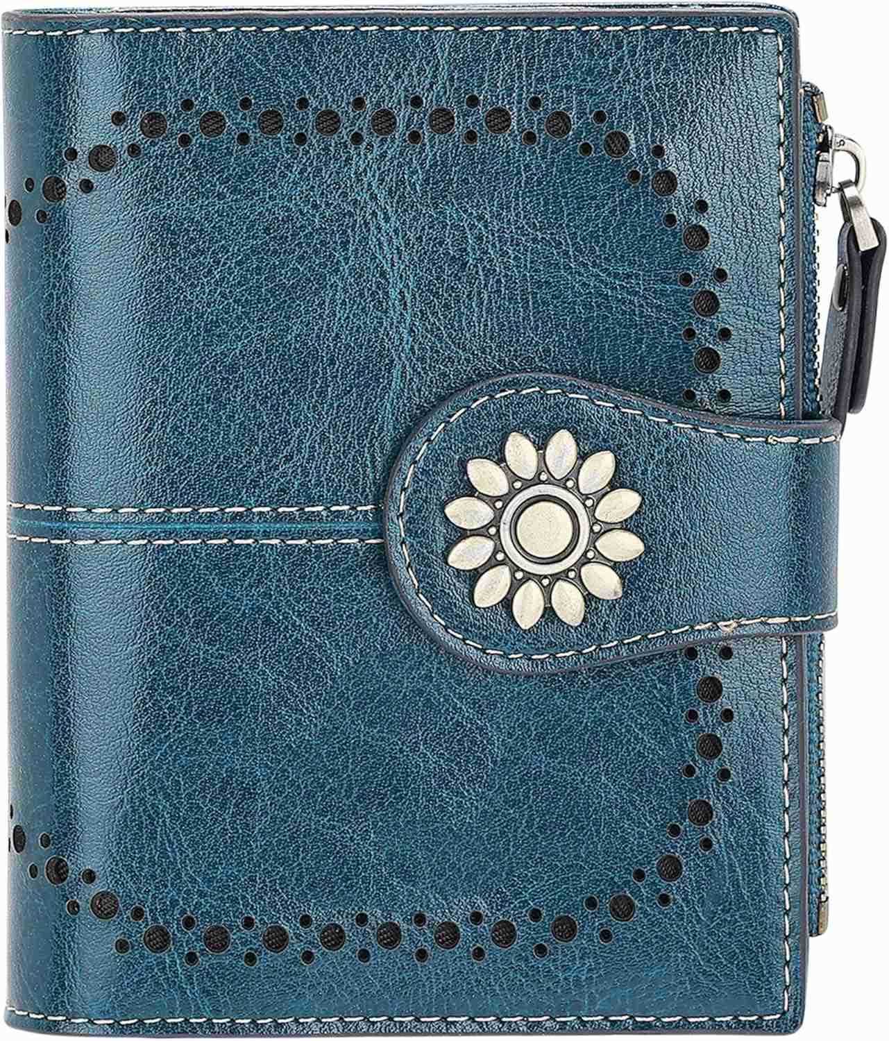 Womens Leather Wallet Small Compact RFID Blocking CARD Case Purse with Zipper PocketZ250910