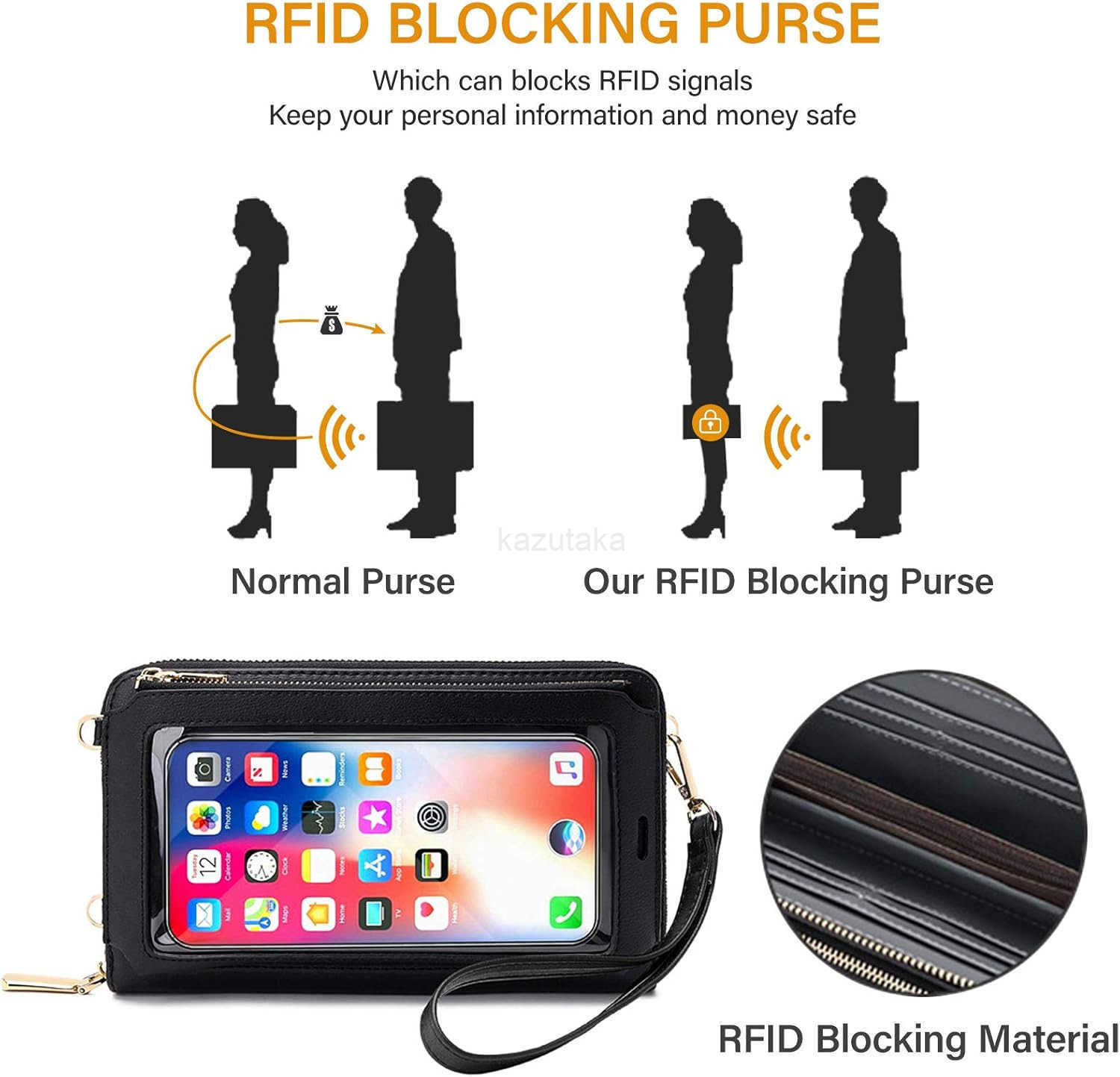 Women Touch Screen Purse Small Crossbody Phone Bag RFID Protection Wristlet Cell Phone Wallet Z250910