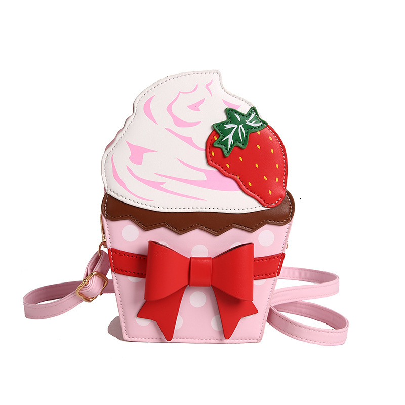 2025 autumn new cute strawberry cake bag, niche design, versatile and trendy, bow tie women's shoulder bag, designer bag