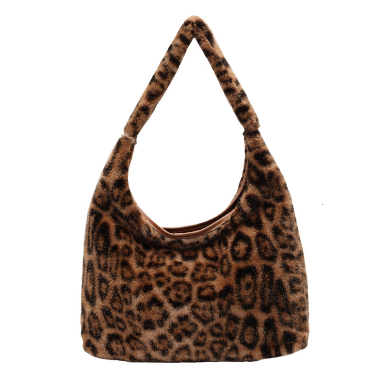 Free shipping designer Vintage Commuter Bag Leopard Print Underarm Bag Women Lazy Style New Single Shoulder Bag Trendy Fashion Plush Versatile Tote Ba
